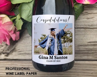 Photo Graduation Wine Label/Graduation Gifts/College Graduation Gift/Graduation Champagne Label/College Graduation Gift for Her/Gift for Him
