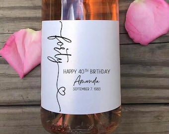 Custom FORTY Label - 40th Birthday Wine Label/Forty and Fabulous Wine Sticker/Birthday Gift for Women/Gift For Her/Birthday Champagne Label