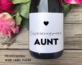 Baby Announcement Wine Labels/Pregnancy Announcement Gift/New Aunt Gift/Aunt Proposal/Gift for Auntie/Becoming an Aunt/Gift for Friends