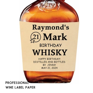 Custom Whisky Whiskey Label Make Your Mark 21st Birthday Label Birthday Gift for Her Personalized Whiskey Bottle Label Birthday Liquor Label