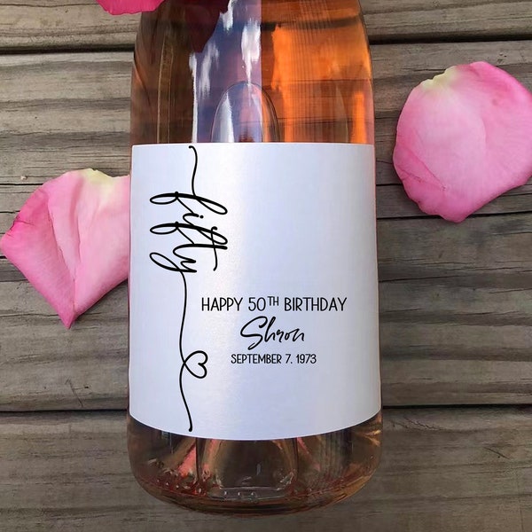 Custom FIFTY label-50th Birthday Wine Label/Fifty And Fabulous Wine Sticker/Birthday Gift For Women/Gift For Her/Birthday Champagne Label