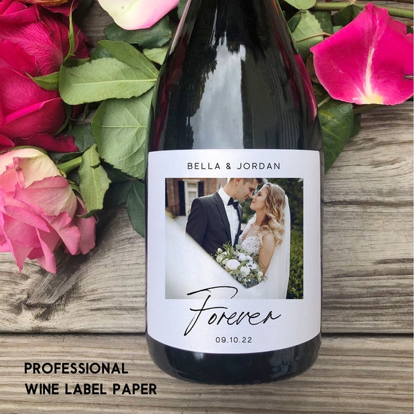 Custom Wedding Photo Label/Personalized Engagement Wine Label/Engagement Gift/Wedding Wine Label/Wedding Gift/Anniversary Gift for Couple