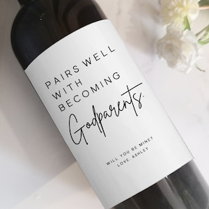 Godparents Proposal Wine Label/Pairs Well With Becoming Godparents/God Parents Proposal Gift/Godparents Proposal/Will you be my godparents