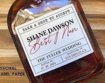 Groomsmen Proposal Whiskey Label/Custom Liquor Label for Groomsman/Best Man Proposal Gift/Man of Honor Gift/Whiskey Bottle Label for Wedding