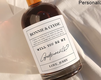 Will You be My Godparents Whisky Label/Godparents Proposal Wine Bottle Sticker/Gift for Godmother/Godfather Proposal Gift/Godmother Proposal