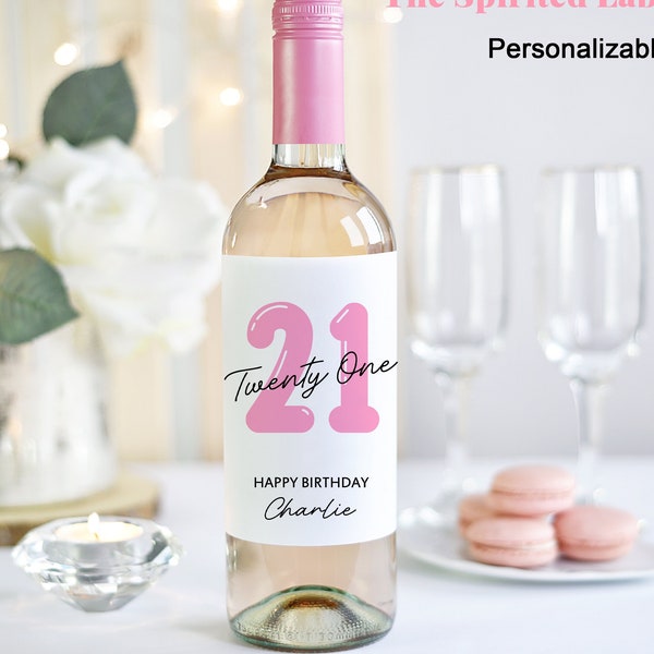 Benutzerdefinierte 21. Geburtstag Wein Etikett / lustiges Geburtstagsgeschenk / Happy Twenty One / 21 Geburtstag Geschenk für Tochter / personalisiertes 21 Geburtstag Geschenk für ihn