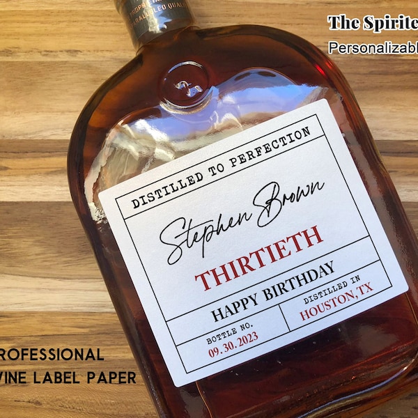 Custom 30th Birthday Whisky Labels/Personalized THIRTY Birthday Wine Labels/40th Birthday Gift for Man/Gifts For Him/Custom Liquor Labels