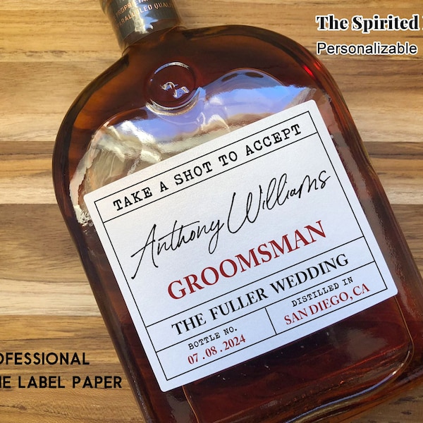 Groomsman Proposal Whisky Labels/Best Man Proposal Wine Labels/Man of Honor Proposal/Proposal Card For Him/Groomsman Gift/Wine Bottle Label