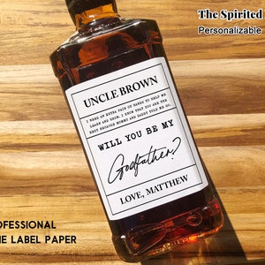 Will You Be My Godfather Whisky Label/Godfather Proposal/Gift for Godfather/Custom Godfather Proposal Whisky label/Godparents Proposal Gift