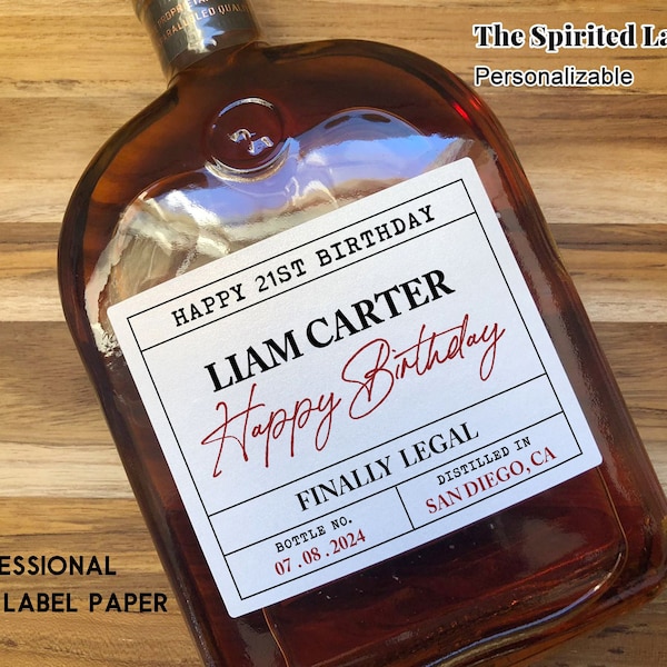 21st Birthday Whisky Label/Personalized Wine Label/Custom Birthday Gift For Friend/21st Birthday Gift For Her/21st Gift For Him/Liquor Label