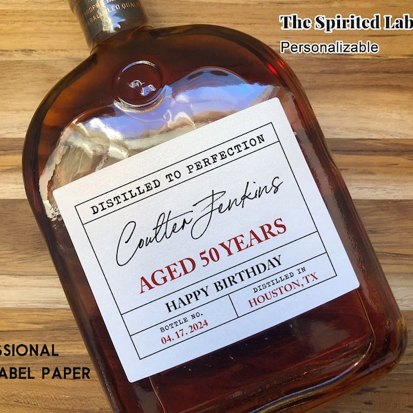 FIFTY Birthday Gift/Aged 50 Years Birthday Wine Label/Personalized Birthday Whiskey Label/Birthday Gift for Him/Personalized Birthday Gift