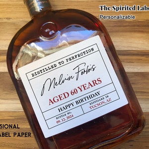 Custom 60th Birthday Label/Pairs well with turning Sixty/Personalized 50th 70th Birthday Label/Sixty Birthday Gift for Him/Gift for Man