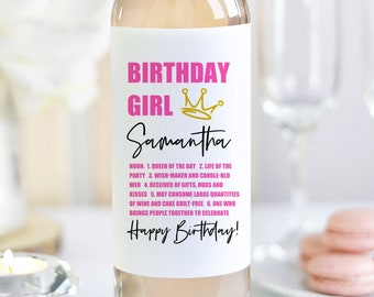 Custom Birthday Wine Label/Personalized Champagne Label/Custom Birthday Gift For Friend/21 Birthday Gift For Her/Sweet 16 Gift For Her
