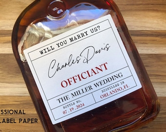 Personalized Officiant Whisky Label/Officiant Gift/Officiant Proposal/Officiant Gift for Men/Officiant Wine Label/Gift for Wedding Officiant