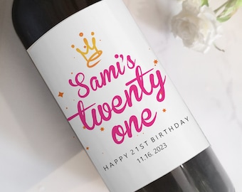 Personalized Wine Bottle 21st/Birthday Gift Idea/21st Birthday Gift for Daughter/21st Birthday Decorations/Wine Gift/Birthday Gift for Her