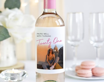 Personalized 21st Birthday Photo Wine Label/Funny Birthday Gift/21st Birthday Gift for Her/30th birthday Gift/Custom Photo Birthday Gift