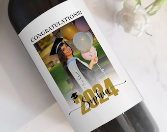 Graduation Photo Custom Wine Label/Graduation Gifts/Graduation Card/Graduation Gifts for Her/Graduation Wine Label/College Graduation Gifts
