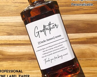 Godfather Proposal Whiskey Label/Will you be my Godfather/Gift for Godfather/Godparents Proposal Gift/Godfather Proposal Box Wine Label