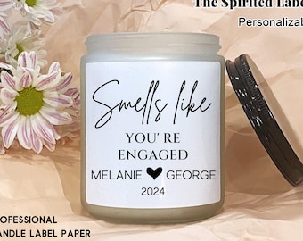 Custom Engagement Candle Label/Engagement Gift/Engagement Gift for Couples/Smells like You're Engaged/Gift for her/Newly Engaged Gifts