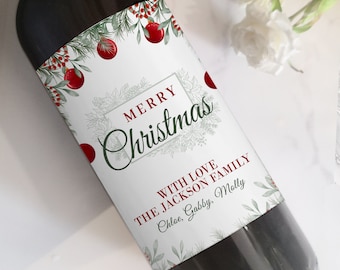 Custom Christmas Wine Labels Personalized Holiday Wine Label Gift for Friend Holiday Party Hostess Gift Christmas Party Christmas Gift Ideas