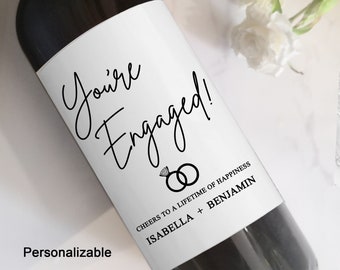 Engagement Wine Label/Engagement Gift/Personalized Engagement Wine Label/Engagement Gift for Couples/Wedding Wine Label/Newlywed/Bride Gift