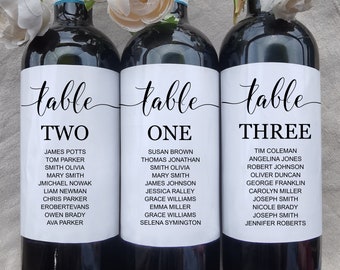 Wedding Table Numbers Wine Label/Wine Bottle Seating Chart/Wine Bottle Numbers/Wedding Party/Wedding Bottle Labels/Table Numbers Template