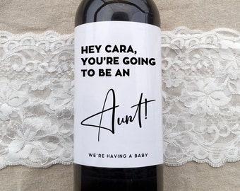 You're Going To Be An Aunt Wine Label/Baby Announcement Wine Label/Pregnancy Announcement/New Aunt Gift/Gift for Auntie/Becoming an Aunt