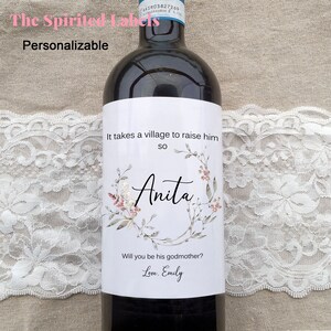 Will You Be His Godmother Wine Label/Gift for Godmother/Godparents Proposal/Godfather Proposal/Pregnancy Reveal/Godmother Gift/Gift For Her