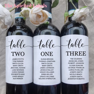 Wedding Table Numbers Wine Label/Wine Bottle Seating Chart/Wine Bottle Numbers/Wedding Party/Wedding Bottle Labels/Table Numbers Template