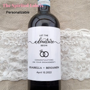 Engagement Wine Label/Engagement Gift/The Adventure Begins Wine Label/Engagement Gift for Couples/Wedding Wine Label/Newlywed/Bride Gift