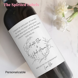 Custom Will you be my godparents/Godparent Wine Label/Gift for Godparents/Godparent Proposal/Proposal Gift/Pregnancy Reveal/Godmother Gift