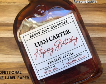 21st Birthday Whisky Label/Personalized Wine Label/Custom Birthday Gift For Friend/21st Birthday Gift For Her/21st Gift For Him/Liquor Label
