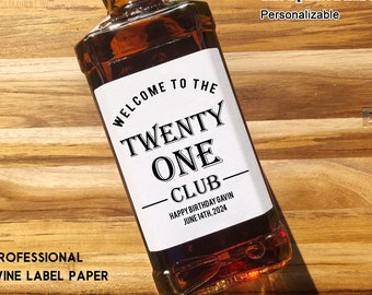 21st Birthday Gift Custom 21st Birthday Label Birthday Gift Box Idea Happy 21st Birthday Gift for her/him Welcome to the Twenty One Club