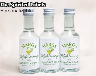 Margs and Matrimony Bachelorette Party Favors/Margarita Bachelorette Party Mini Label/Bridal Shower Liquor Labels/Margarita Bach Party Favor