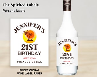 Custom Coconut RUM Bottle Label/Birthday Liquor Label/Personalized Birthday Gifts/21st Birthday Gift for Him/30th Birthday Party Decoration