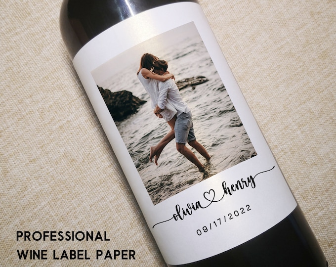 Custom Photo Wine Label/Personalized Engagement Gift/Wedding Wine Label/Milestone Gift/Gift for Couple/Anniversary Gift/Memory Gift Sticker