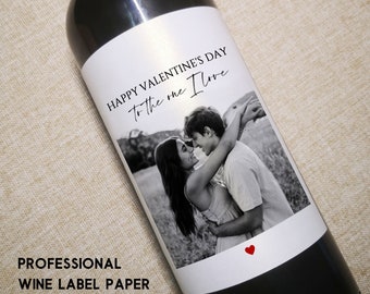 Custom Wine Labels With Photo/Unique Valentine's Day Gift/Happy Valentine's Day/XOXO Romantic Gift for Him/Black & White Photo Wine Label
