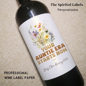 Baby Announcement Wine Labels/Auntie Era Card Stickers/Pregnancy Announcement Gift for Grandparents/Pregnancy Reveal New Uncle Wine Labels