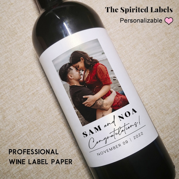 Custom Photo Wine Label/Personalized Engagement Wine Label/Engagement Gift/Wedding Wine Label/Newlywed Gift/Gift for Couple/Anniversary Gift