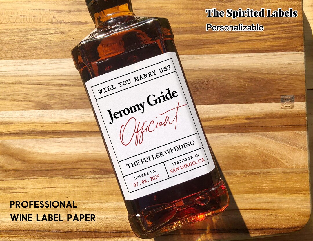 Custom Scotch Label Personalized Officiant Label/custom Whiskey Label/wedding Officiant ...
