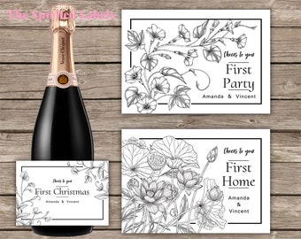 Marriage Milestone Wine Bottle Labels/Wedding Gift/Wedding Wine Label/Married Moments/First Anniversary Gift/Bridal Shower Gift/Wedding Idea