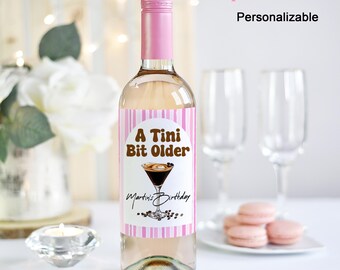 Espresso Martini Label/A Tini Bit Older Champagne Labels/Birthday Party Favor Liquor Label /Personalized Wine Labels/Martini Glass