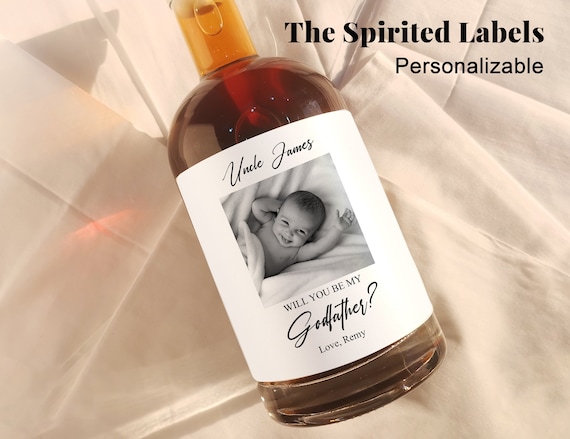 Custom Godfather Proposal Whiskey Label/Godfather Proposal Gifts/Will You be My Godfather Wine Label/Godmother Proposal/Gift for Godparents