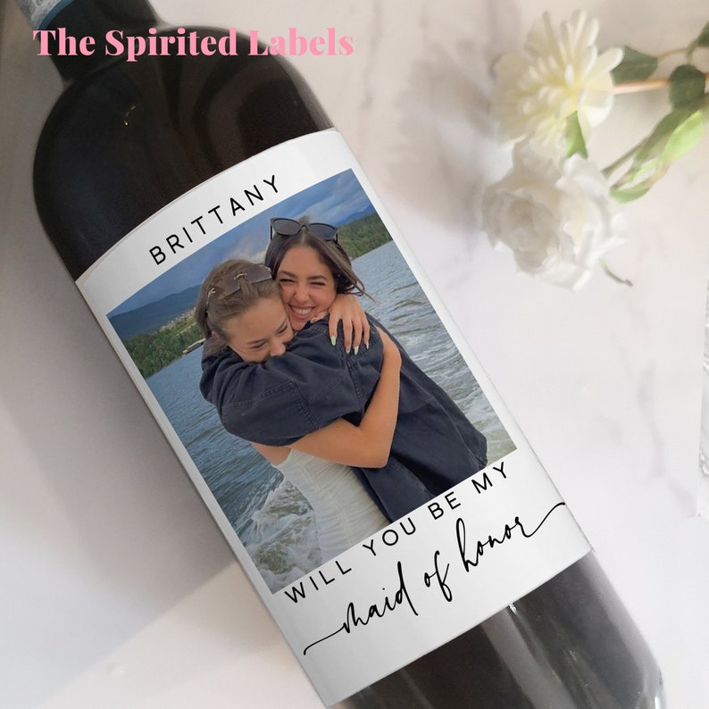 Bridesmaid Proposal Box Wine Label/Bridesmaid Proposal Photo Gift/Personalized Maid of Honor Proposal Wine Label/Will you be my Bridesmaid image 2