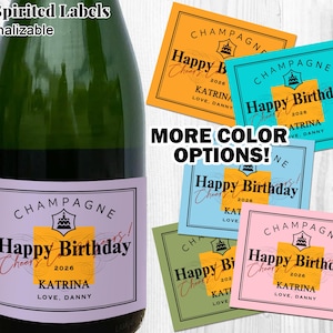 Custom Champagne Labels/Mini Champagne Bottle Labels/Birthday Champagne Bottle Label/21st Birthday Gift for Her/Birthday Liquor Bottle Label