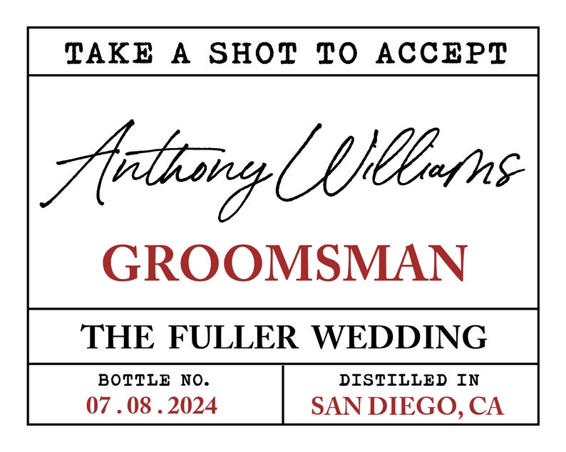 Groomsman Proposal Whisky Labels/Best Man Proposal Wine Labels/Man of Honor Proposal/Proposal Card For Him/Groomsman Gift/Wine Bottle Label image 3