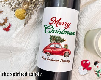 Merry Christmas Labels/Custom Christmas Wine Labels/Personalized Holiday Wine Label/Winter Party Gift for Friend/Christmas Gift Idea