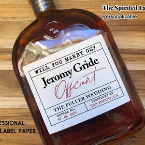 Custom Whiskey Label/Personalized Officiant Label/Wedding Officiant Liquor Label/Man of Honor Gift/Whiskey Bottle Label for Wedding