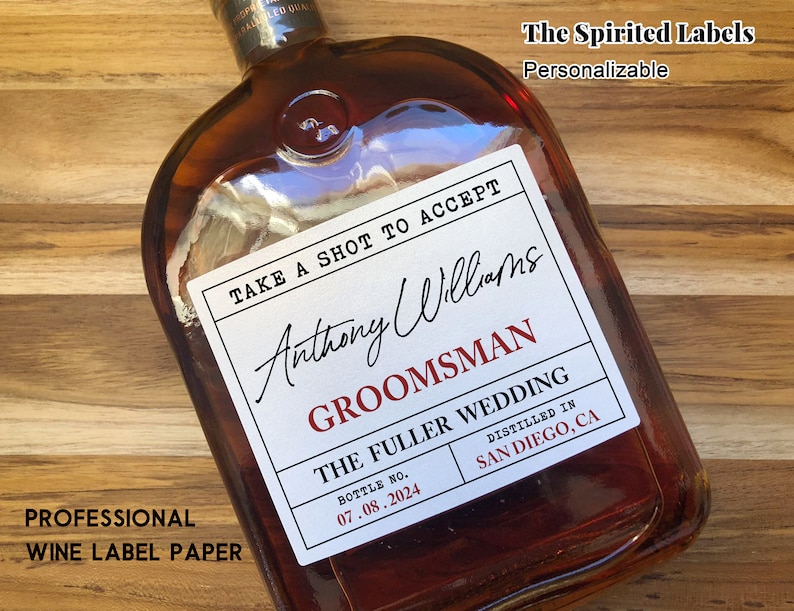 Groomsman Proposal Whisky Labels/Best Man Proposal Wine Labels/Man of Honor Proposal/Proposal Card For Him/Groomsman Gift/Wine Bottle Label image 9