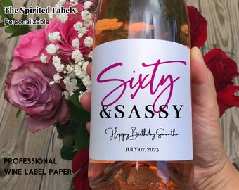 Custom 60th Birthday Wine Label/50th Birthday Gift/Personalized 60th Birthday Label/Birthday Gift for Women/Gift For Her/ Champagne Label